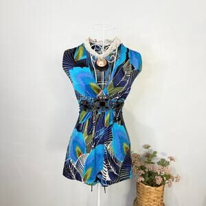 Gorgeous y2k vintage Caché blue tight babydoll tank top